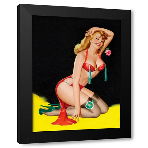 Mid-Century Pin-Ups - Beauty Parade Magazine - Rose Black Modern Wood Framed Art Print by Driben, Peter