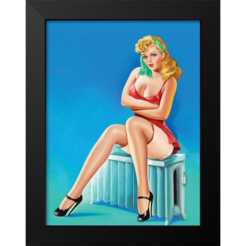 Mid-Century Pin-Ups - Wink Magazine - Warm Thoughts Black Modern Wood Framed Art Print by Driben, Peter