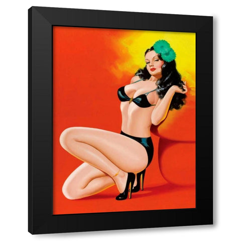 Mid-Century Pin-Ups - Beauty Magazine - Hot in Black Black Modern Wood Framed Art Print with Double Matting by Driben, Peter