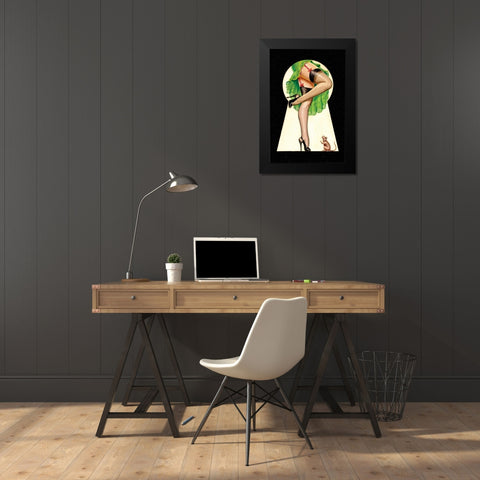 Mid-Century Pin-Ups - Through the Keyhole Black Modern Wood Framed Art Print by Driben, Peter
