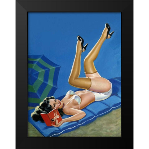 Mid-Century Pin-Ups - Wink Magazine - Merry mirthful Maiden Black Modern Wood Framed Art Print by Driben, Peter