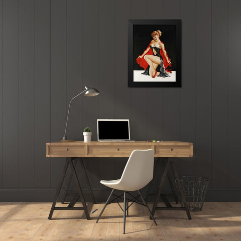 Mid-Century Pin-Ups - Magazine Cover - Little Red Cape Black Modern Wood Framed Art Print by Driben, Peter
