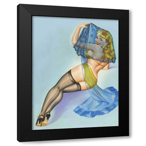 Mid-Century Pin-Ups - The Veil Black Modern Wood Framed Art Print by Driben, Peter