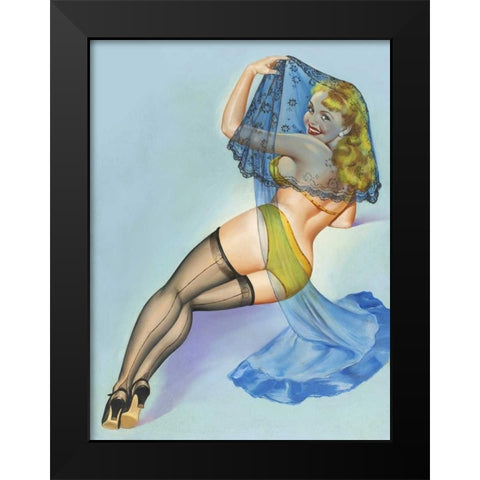 Mid-Century Pin-Ups - The Veil Black Modern Wood Framed Art Print by Driben, Peter