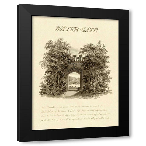Water-Gate, 1813 Black Modern Wood Framed Art Print with Double Matting by Repton, Humphry