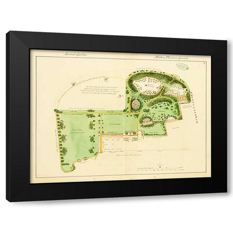 Ancient Garden and Modern Pleasure Garden: Plan, 1813 Black Modern Wood Framed Art Print with Double Matting by Repton, Humphry