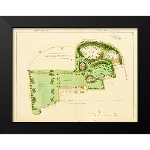 Ancient Garden and Modern Pleasure Garden: Plan, 1813 Black Modern Wood Framed Art Print by Repton, Humphry