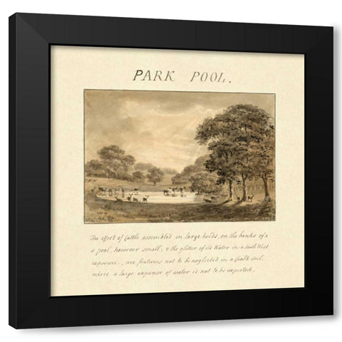 Park Pool, 1813 Black Modern Wood Framed Art Print with Double Matting by Repton, Humphry
