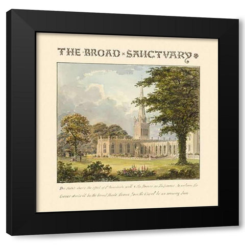 The Broad Sanctuary, 1813 Black Modern Wood Framed Art Print with Double Matting by Repton, Humphry