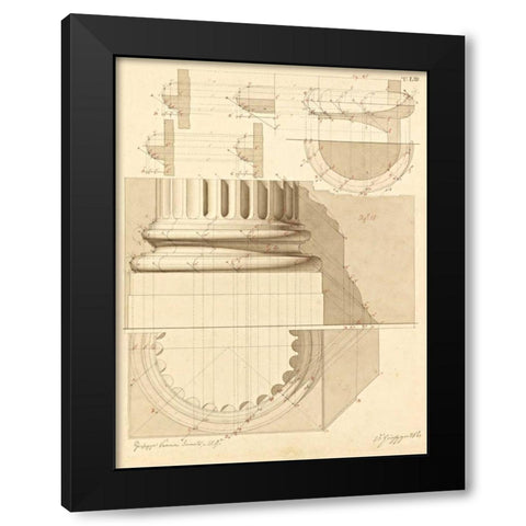 Plate 53 for Elements of Civil Architecture, ca. 1818-1850 Black Modern Wood Framed Art Print with Double Matting by Vannini, Giuseppe