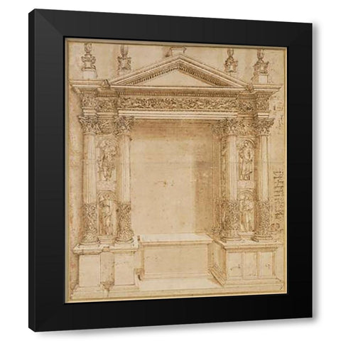 Design for an Altar, ca. 1527 Black Modern Wood Framed Art Print with Double Matting by Peruzzi, Baldassare