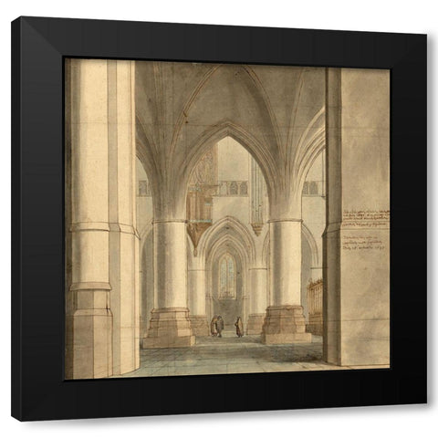The Choir and North Ambulatory of the Church of Saint Bavo, Haarlem, 1634 Black Modern Wood Framed Art Print by Saenredam, Pieter Jansz.