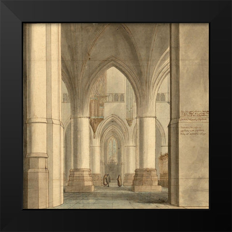 The Choir and North Ambulatory of the Church of Saint Bavo, Haarlem, 1634 Black Modern Wood Framed Art Print by Saenredam, Pieter Jansz.