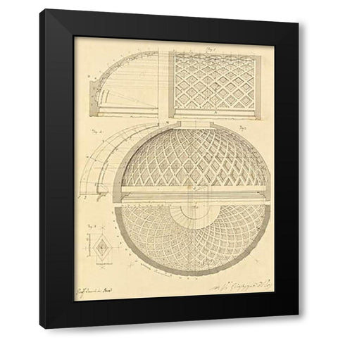 Plate 43 for Elements of Civil Architecture, ca. 1818-1850 Black Modern Wood Framed Art Print by Vannini, Giuseppe
