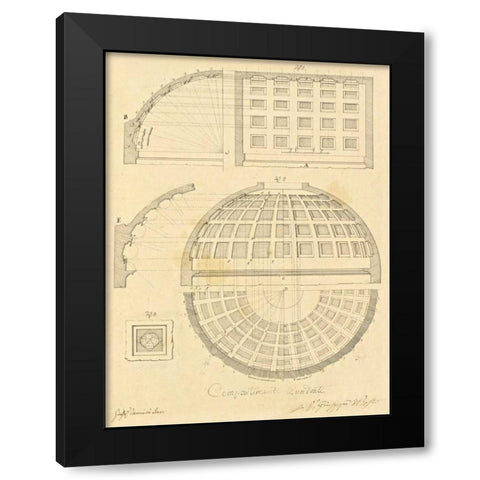 Plate 42 for Elements of Civil Architecture, ca. 1818-1850 Black Modern Wood Framed Art Print with Double Matting by Vannini, Giuseppe