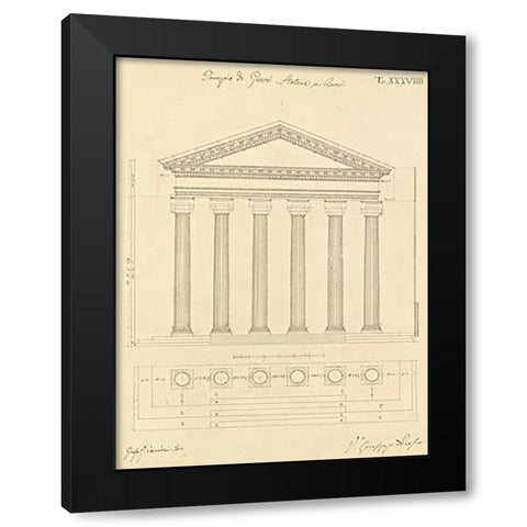 Plate 38 for Elements of Civil Architecture, ca. 1818-1850 Black Modern Wood Framed Art Print with Double Matting by Vannini, Giuseppe