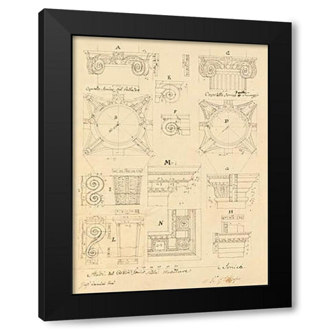 Plate 20 for Elements of Civil Architecture, ca. 1818-1850 Black Modern Wood Framed Art Print with Double Matting by Vannini, Giuseppe
