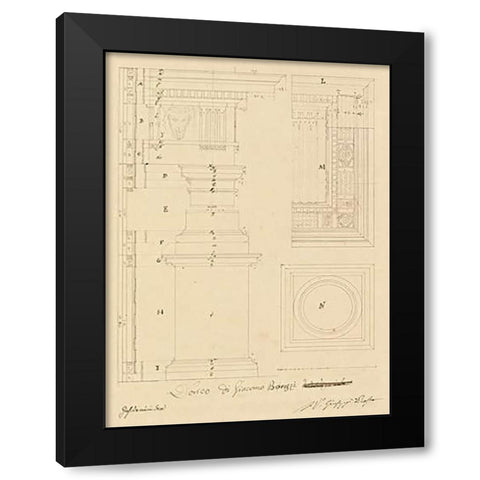 Plate 13 for Elements of Civil Architecture, ca. 1818-1850 Black Modern Wood Framed Art Print by Vannini, Giuseppe