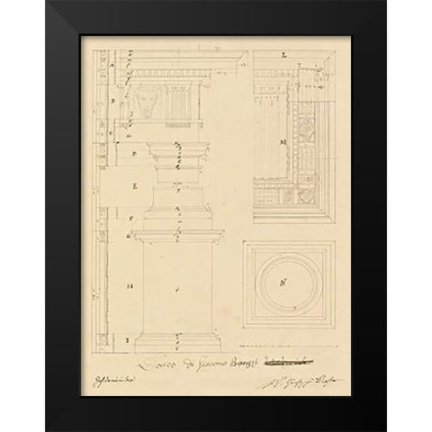 Plate 13 for Elements of Civil Architecture, ca. 1818-1850 Black Modern Wood Framed Art Print by Vannini, Giuseppe