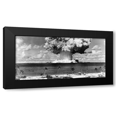 Bikini Atoll - Operation Crossroads Baker Detonation - July 25, 1946: DBCR-T1-318-Exp #6 AF434-4 Black Modern Wood Framed Art Print by U.S. Navy