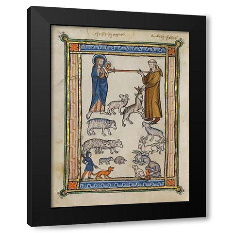 Bestiary of Hugo de Fouilloy Black Modern Wood Framed Art Print by French 13th Century