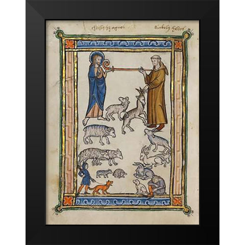 Bestiary of Hugo de Fouilloy Black Modern Wood Framed Art Print by French 13th Century