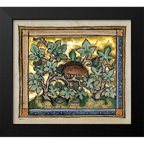 A Hedgehog (detail) Black Modern Wood Framed Art Print by Franco-Flemish 13th Century