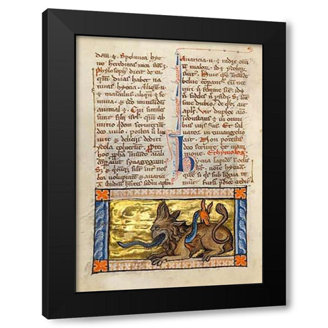 A Crocodile and a Hydrus Black Modern Wood Framed Art Print by Franco-Flemish 13th Century