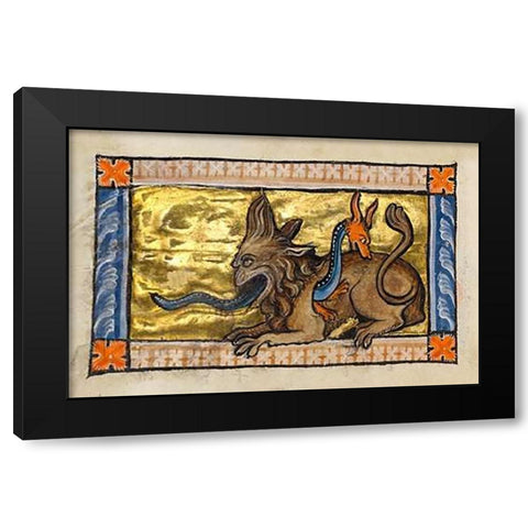 A Crocodile and a Hydrus (detail) Black Modern Wood Framed Art Print by Franco-Flemish 13th Century