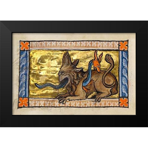 A Crocodile and a Hydrus (detail) Black Modern Wood Framed Art Print by Franco-Flemish 13th Century