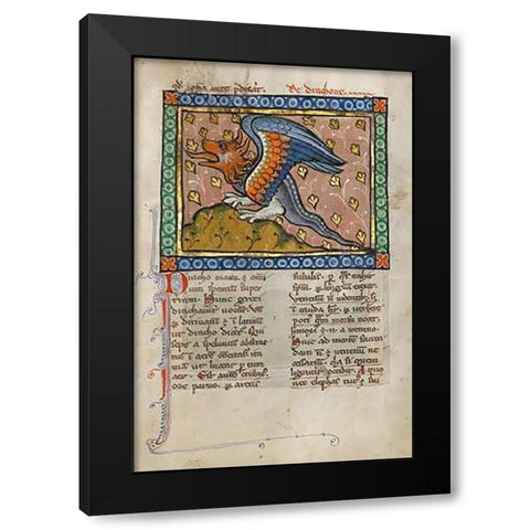 A Dragon Black Modern Wood Framed Art Print by Franco-Flemish 13th Century