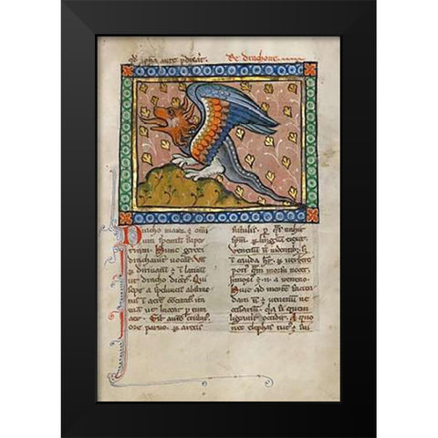 A Dragon Black Modern Wood Framed Art Print by Franco-Flemish 13th Century