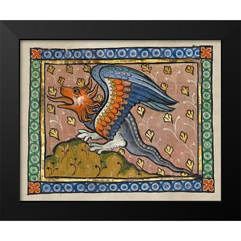 A Dragon (detail) Black Modern Wood Framed Art Print by Franco-Flemish 13th Century