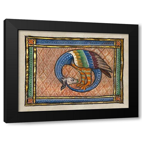A Dragon-like Snake (detail) Black Modern Wood Framed Art Print by Franco-Flemish 13th Century