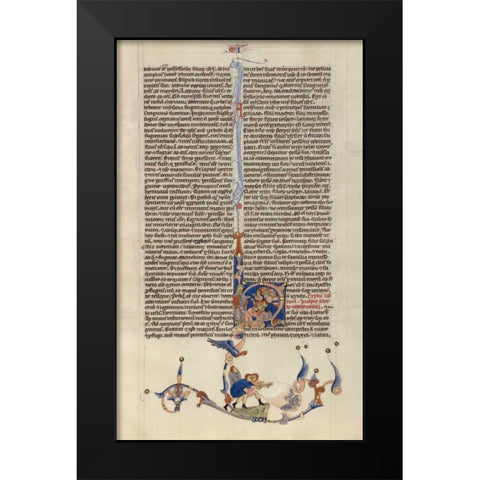 Page from the Abbey Bible Black Modern Wood Framed Art Print by Italian 13th Century