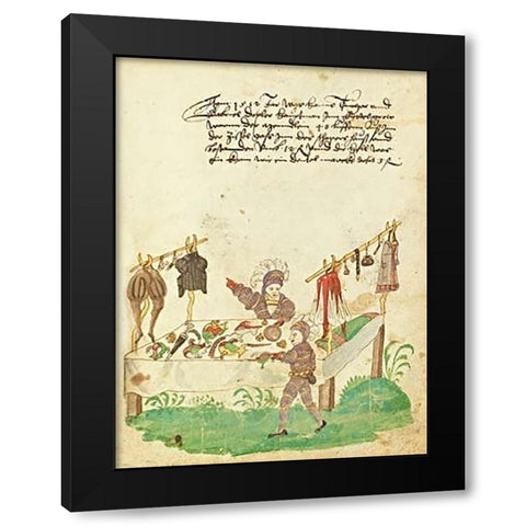Civic festival of the Nuremberg Schembartlauf - Clothing Table Black Modern Wood Framed Art Print by German 16th Century