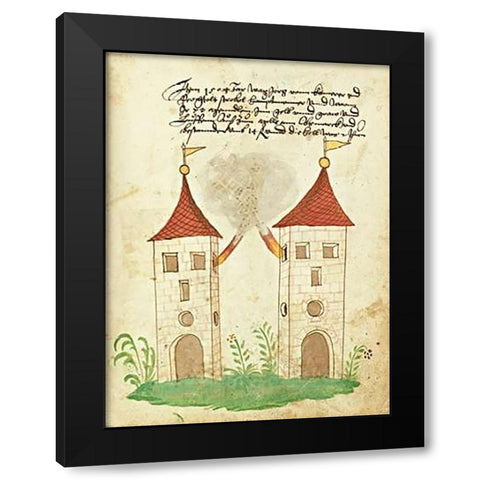 Civic festival of the Nuremberg Schembartlauf - Towers Black Modern Wood Framed Art Print by German 16th Century