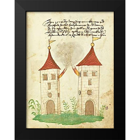 Civic festival of the Nuremberg Schembartlauf - Towers Black Modern Wood Framed Art Print by German 16th Century