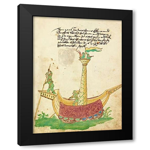 Civic festival of the Nuremberg Schembartlauf - Ship Float Black Modern Wood Framed Art Print by German 16th Century