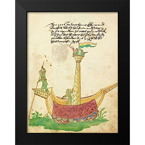 Civic festival of the Nuremberg Schembartlauf - Ship Float Black Modern Wood Framed Art Print by German 16th Century