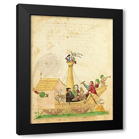 Civic festival of the Nuremberg Schembartlauf - Ship Float Black Modern Wood Framed Art Print by German 16th Century