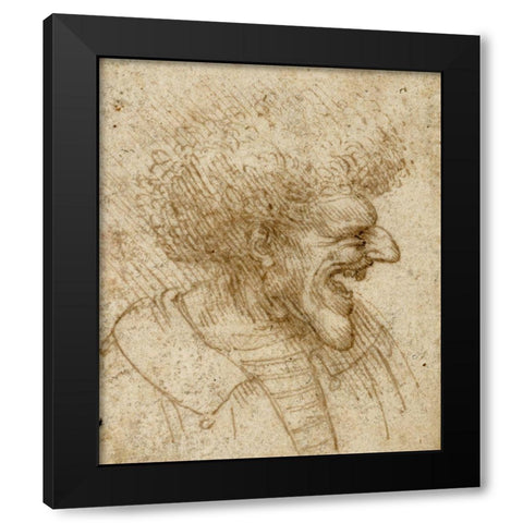 Caricature of a Man with Bushy Hair Black Modern Wood Framed Art Print with Double Matting by Da Vinci, Leonardo
