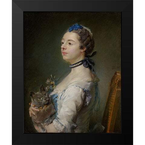 Magdaleine Pinceloup de la Grange, nÃ©e de Parseval Black Modern Wood Framed Art Print by Perronneau, Jean-Baptiste