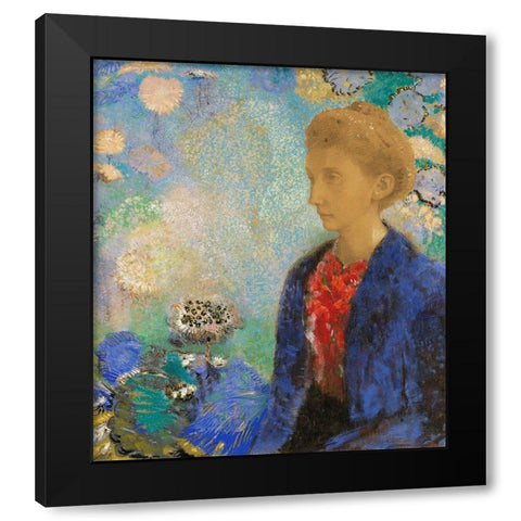 Baronne de Domecy Black Modern Wood Framed Art Print by Redon, Odilon