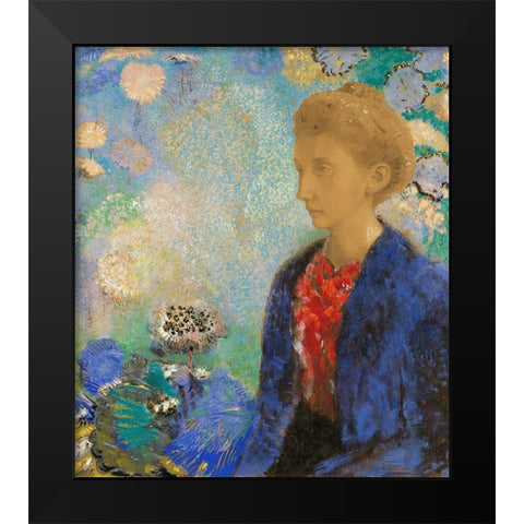 Baronne de Domecy Black Modern Wood Framed Art Print by Redon, Odilon