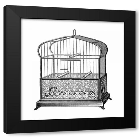 Etchings: Birdcage - Onion-peak top, filigree pattern base Black Modern Wood Framed Art Print by Catalog Illustration