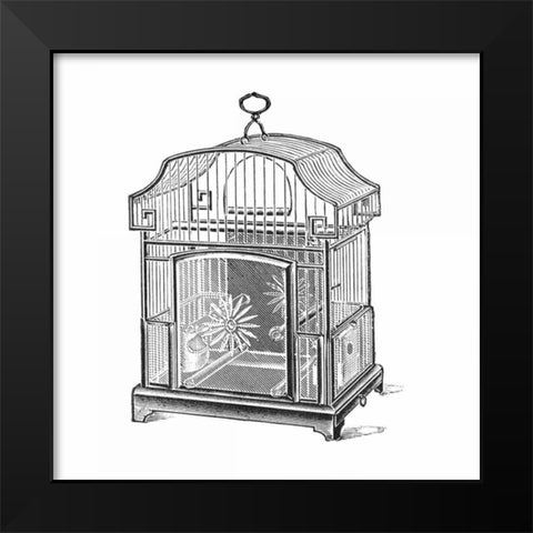 Etchings: Birdcage - Gable top, daisy base. Black Modern Wood Framed Art Print by Catalog Illustration