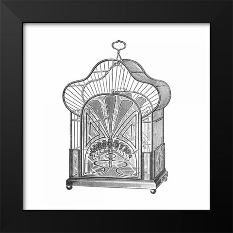 Etchings: Birdcage - Palmate top, forget-me-not detail. Black Modern Wood Framed Art Print by Catalog Illustration