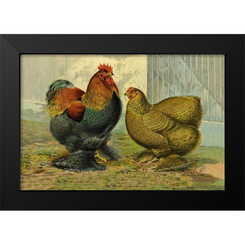 Chickens: Partridge Cochins Black Modern Wood Framed Art Print by Wright, Lewis