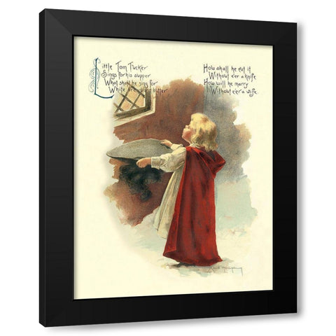 Nursery Rhymes: Little Tom Tucker Black Modern Wood Framed Art Print by Humphrey, Maud
